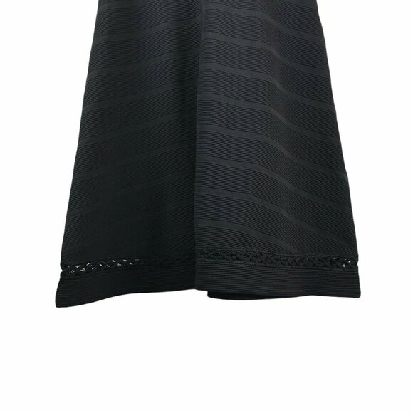 Topshop Dress Women's Sz 4 Black Openwork A Line Short Sleeve Zipper Mini Casual - Picture 6 of 8